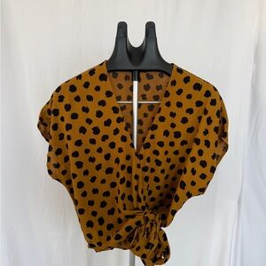 Madewell Mustard and Black Dot Blouse
